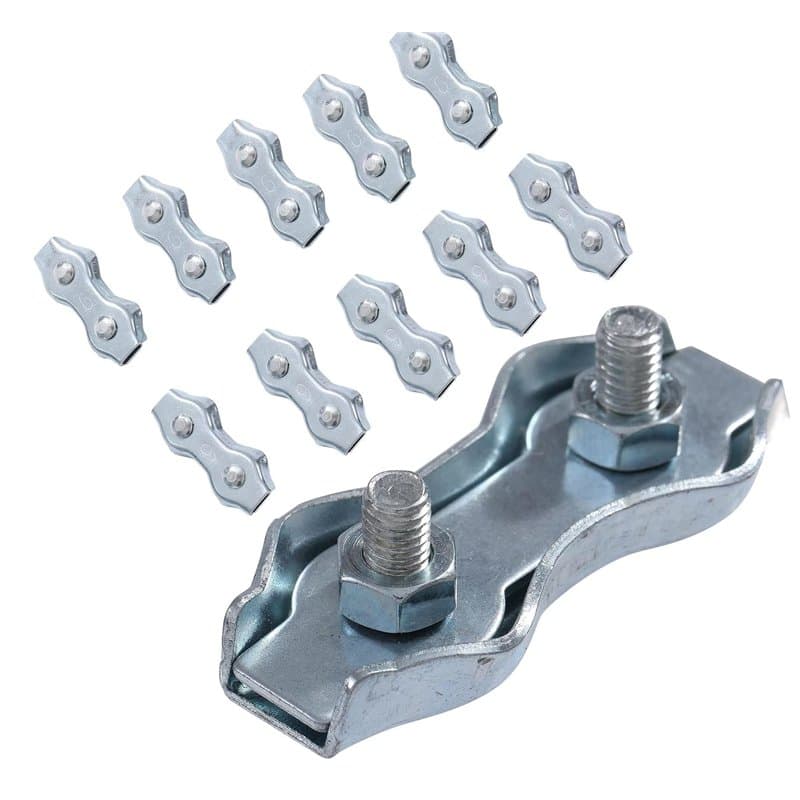 KATSU 10 Pièces 6mm Câble à Pince pour Corde Métallique Boulon Duplex en Acier Pinces pour Fils Duplex Clôture électrique Cordes