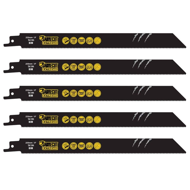 5 x SabreCut SCRS1122BF_5 225 mm 14 TPI S1122BF Lames de scie sabre à coupe rapide pour bois et métal compatibles avec Bosch Dew