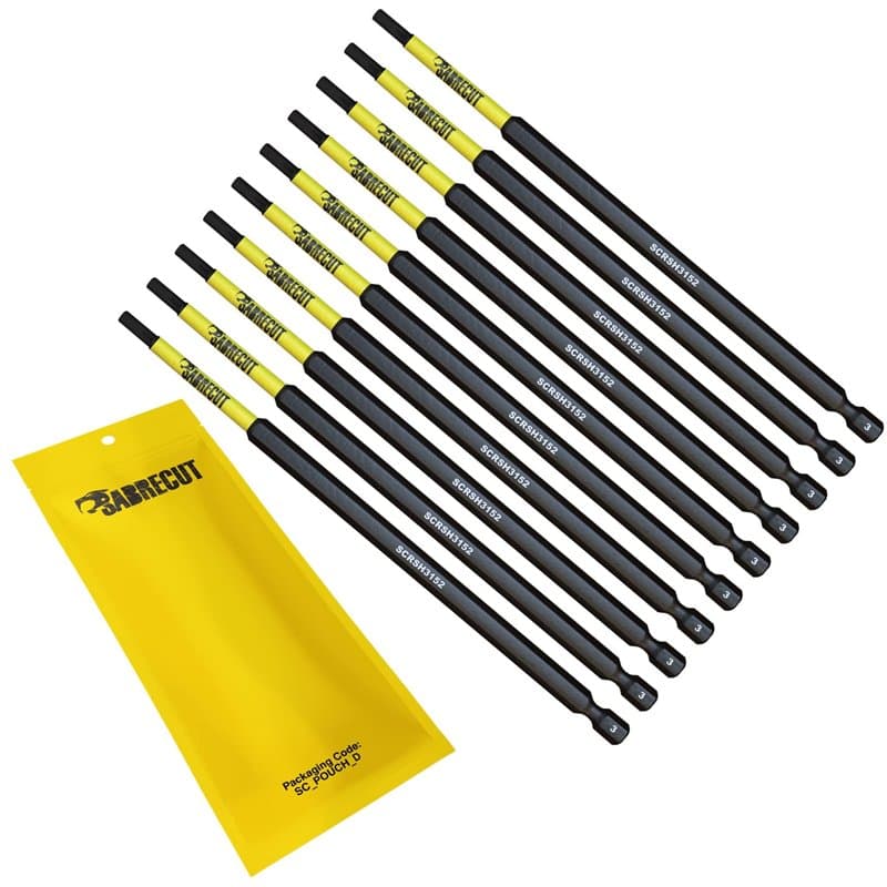SabreCut SCRH3152_10 Lot de 10 embouts de tournevis à percussion magnétiques H3 152 mm à extrémité unique très résistants compat