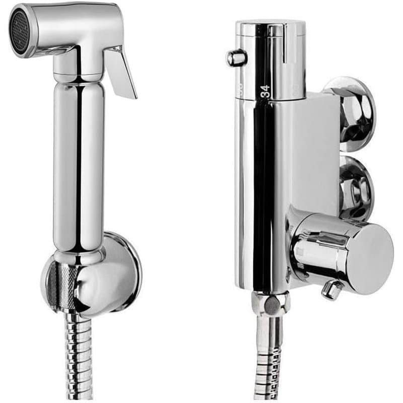Xcel Home Kit de douche thermostatique en laiton chromé pour toilettes - Kit de pulvérisation pour bidet - Solution hygiénique e