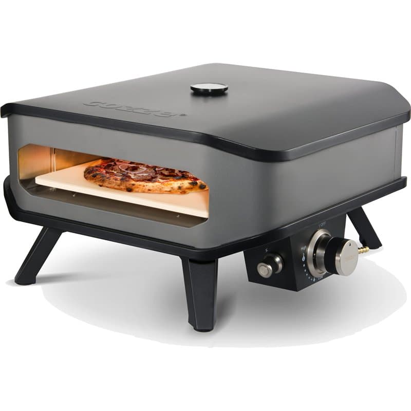 Cozze® 90349 Four à pizza à gaz, 33 cm, avec thermomètre, mobile, pour pizza, barbecue à gaz, réglable jusqu'à 400 degrés, avec