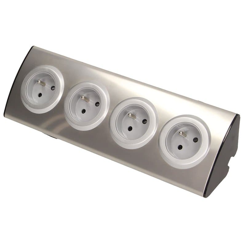 Miratic Multiprise Electrique 4 Voies avec Eclipses de Protection Montage en Saillie à 45° 3680W 16A (4 voies sans câble)