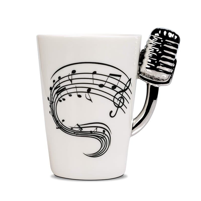 Froster Microphone Tasse dans une boîte cadeau noire, Vintage Tasse Ceramique 220 ml, Cadeau Musique pour Musicien Chanteur