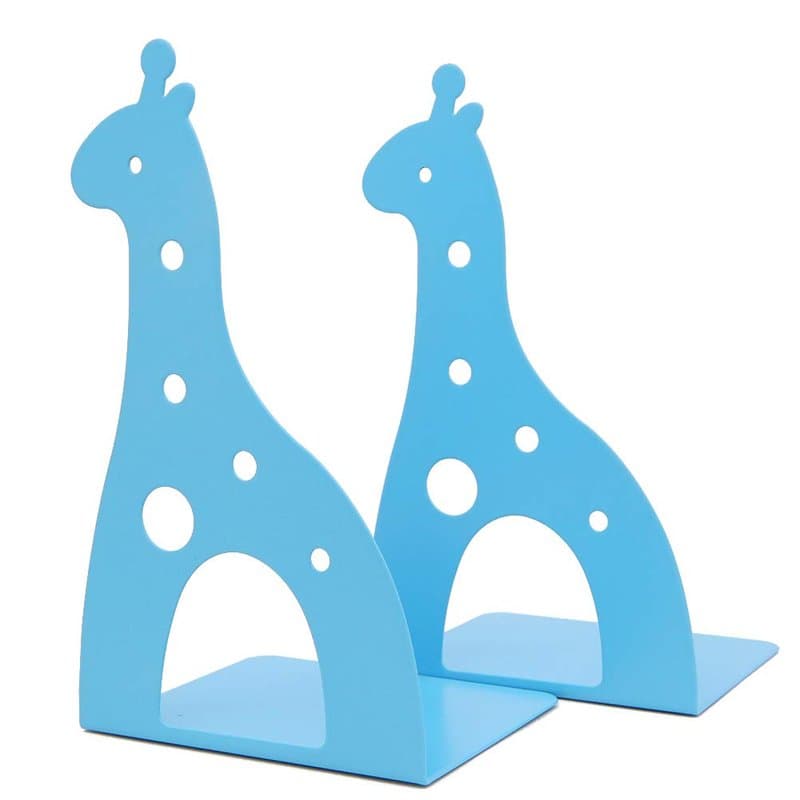 Serre-livres en métal antidérapant en forme de girafe bleu