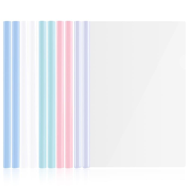 10 Pcs Clear Covers Report avec U-Type Sliding Bar, fournitures scolaires de bureau Transparent Resume Presentation File Dossier