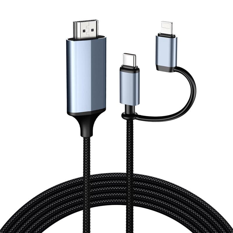 Adaptateur HDMI Lightning vers typec, câble HDMI pour iPhone vers TV compatible avec iPhone 14, 13, 12, 11 et YouTube vers sorti