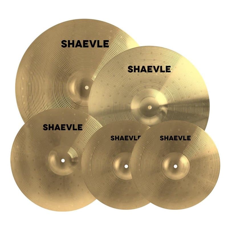 Shaevle Golden Cymbales Lot de 5 cymbales en alliage 35,6 cm/40,6 cm/45,7 cm/50,8 cm