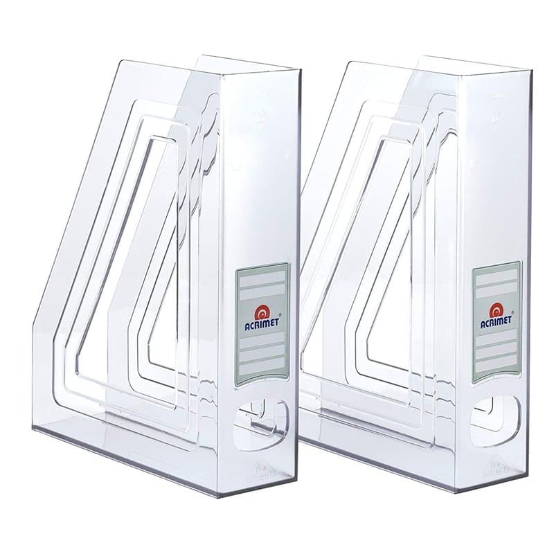 Acrimet Porte-Revues, Support Durable, Organisateur pour Dossiers pour Bureau (Plastique) (Couleur Transparent Cristal) (Lot de