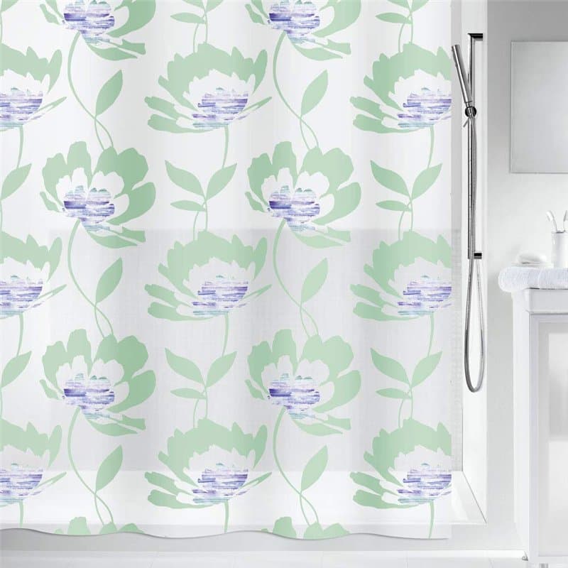 Spirella PEVA-Duschvorhang Blossom Green 180x200 cm Rideau de Douche, Plastique, Vert, 180 x 200 cm