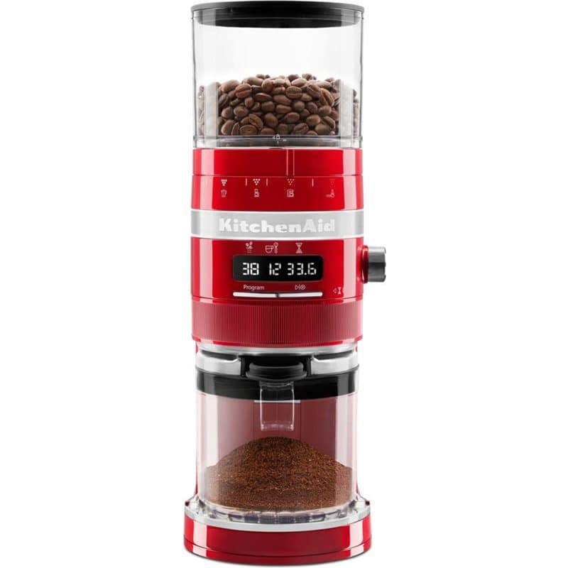 Kitchenaid Moulin à café I Artisan I Moulin à café avec récipient propre et hermétique pour plus de fraîcheur I Rouge