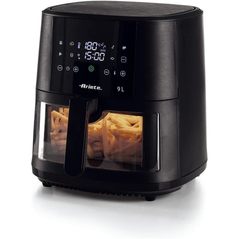 Ariete 4630 Friteuse à air 9L, 1500W, Capacité 9L, 8 programmes, Fonction Grill, Jusqu'à 3,5 kg d'aliments frits, Température ju