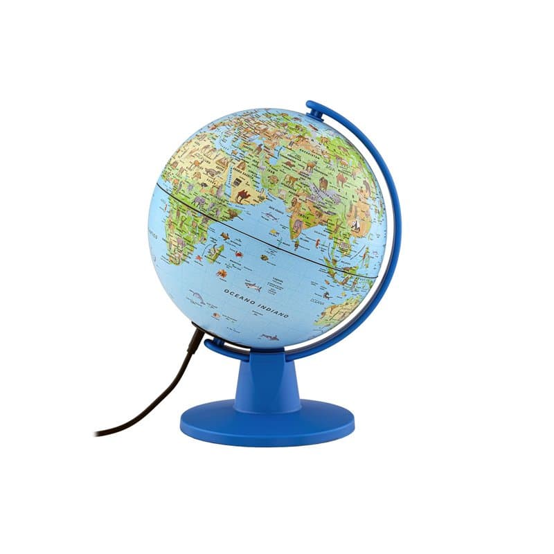 Tecnodidattica – Lumière Safari| Carte du monde de petite taille pour enfants| Globe géographique à monter lumineux et pivotant