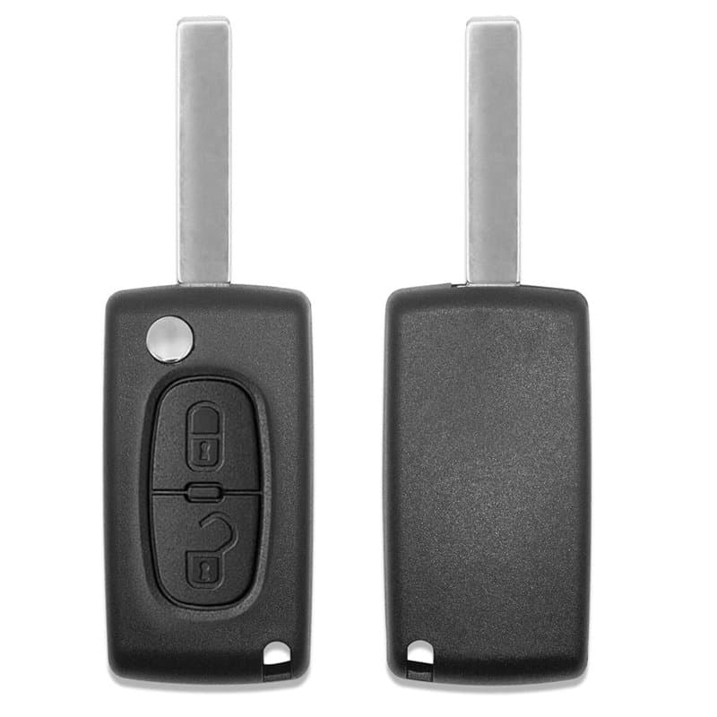 LAGE Coque de Clé 2 Boutons avec Lame Rainure Latérale pour Télécommande Voiture Plip, Remplacement Compatible avec Peugeot 106