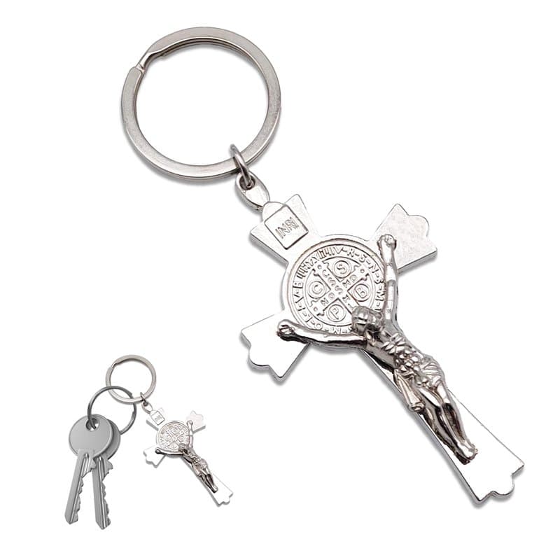 Leddy Living Porte-clés INRI crucifié de Jésus-Christ - Pendentif religieux en métal pour clés, sac à dos et voiture - Symbole d