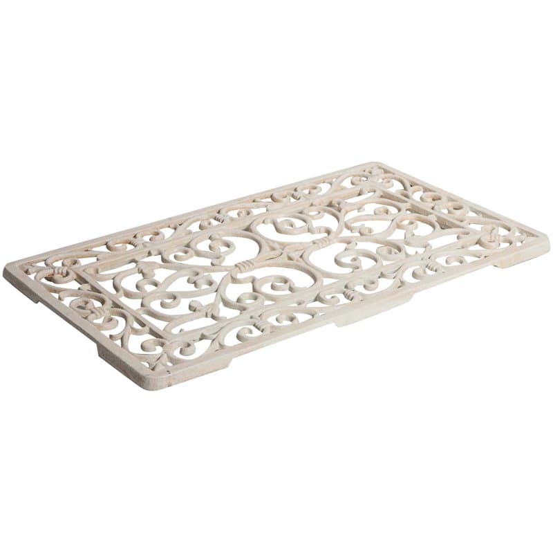Biscottini Paillasson en Fonte Grande L58,5 x PR34,5 x H1.5 – Paillasson d'entrée Maison Blanc Antique – Paillasson en Fonte Ext