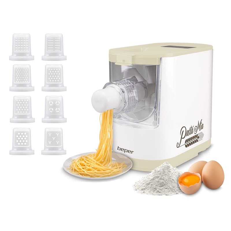 BEPER P102SBA500 Machine automatique pour pâtes fraîches, Machine à pâtes, 200W, 320 g de farine, 8 matrices de différentes tail