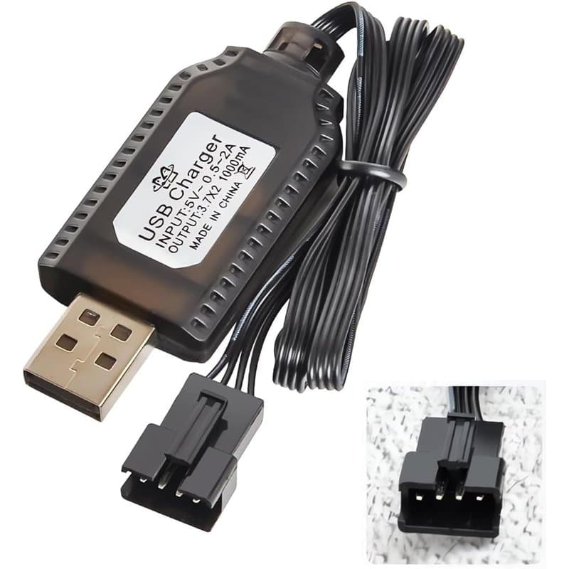 YUNIQUE GREEN-CLEAN-POWER Câble Chargeur USB RC Universel avec connecteur à fiche SM-4P pour 2S Batterie LiPo 7,4 V Compatible R