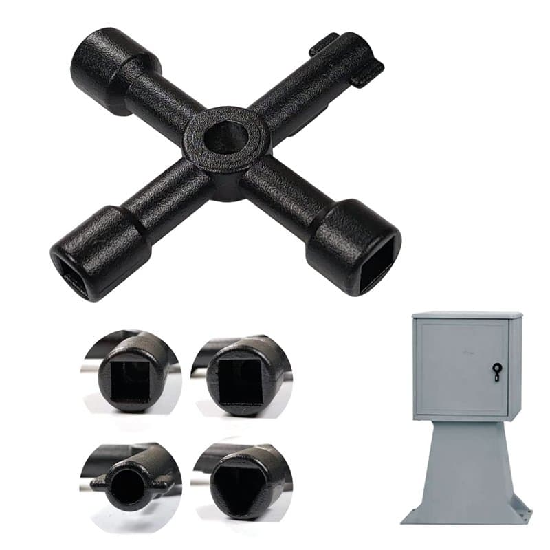 Powersell srls Clé universelle multifonction à 4 empreintes pour compteur d'eau, boîte à gaz, armoire utilitaire, tableau électr