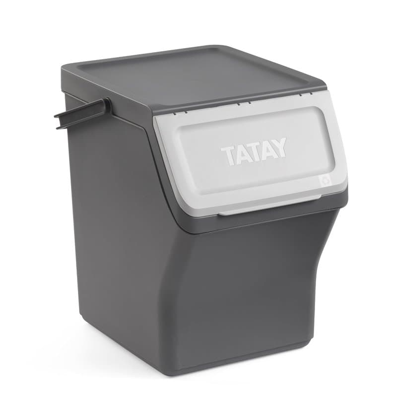 TATAY Poubelle de Recyclage Easy Waste 20L | Design Modulaire et Empilable | Couvercle à Système Click | Poignée de Transport In