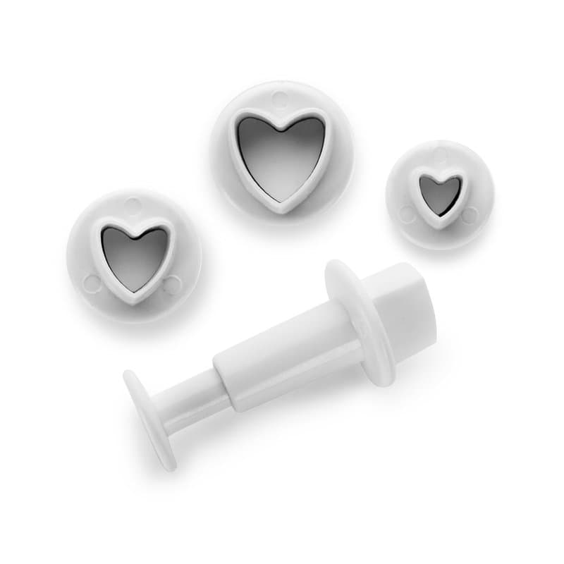 Ibili 788408 Lot de 3 emporte-pièces avec poussoir Coeur