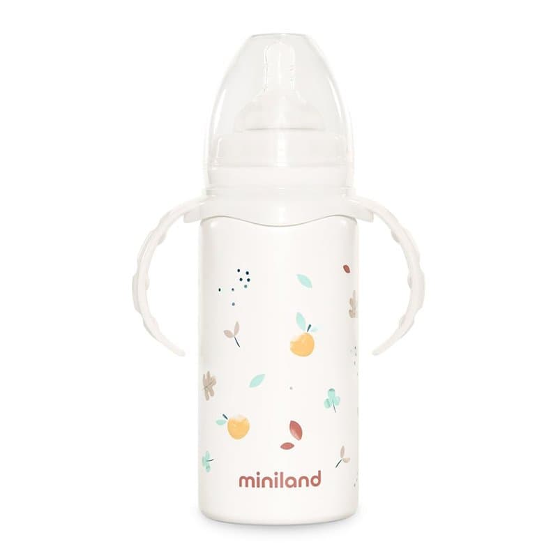 Miniland Thermobaby Valencia 240ml. Thermos en acier inoxydable avec tétine, double couche d'acier, qui maintient la température