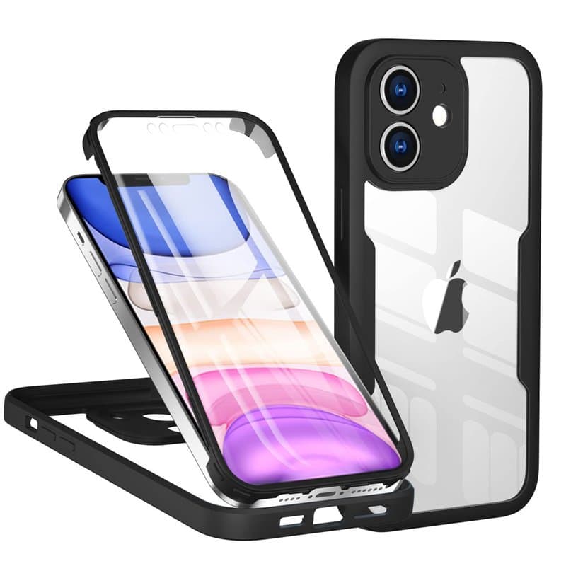 TVVTPU Coque pour iPhone 12, Antichoc Housse avec Protecteur D'écran et Protection Caméra, 360 Degré Full Body Protection Portab