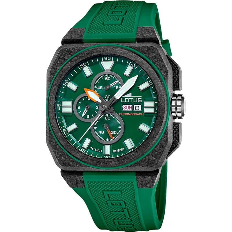Montre Chronographe Lotus pour Homme en Fibre de Carbone Noir et Bracelet Bleu