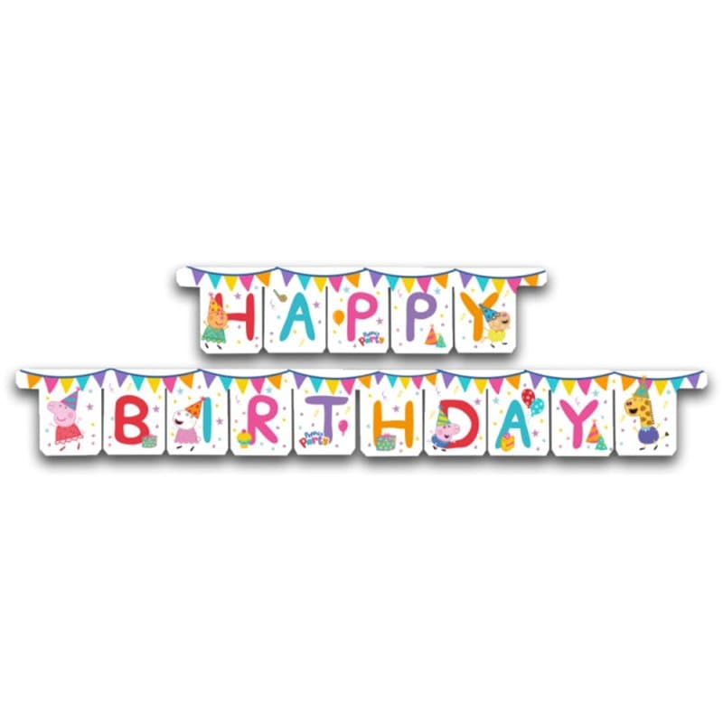 BeenSmile, Guirlande de fête Peppa Pig - Bannière « Happy Birthday » - Décoration de fête d'anniversaire réutilisable - Fournitu