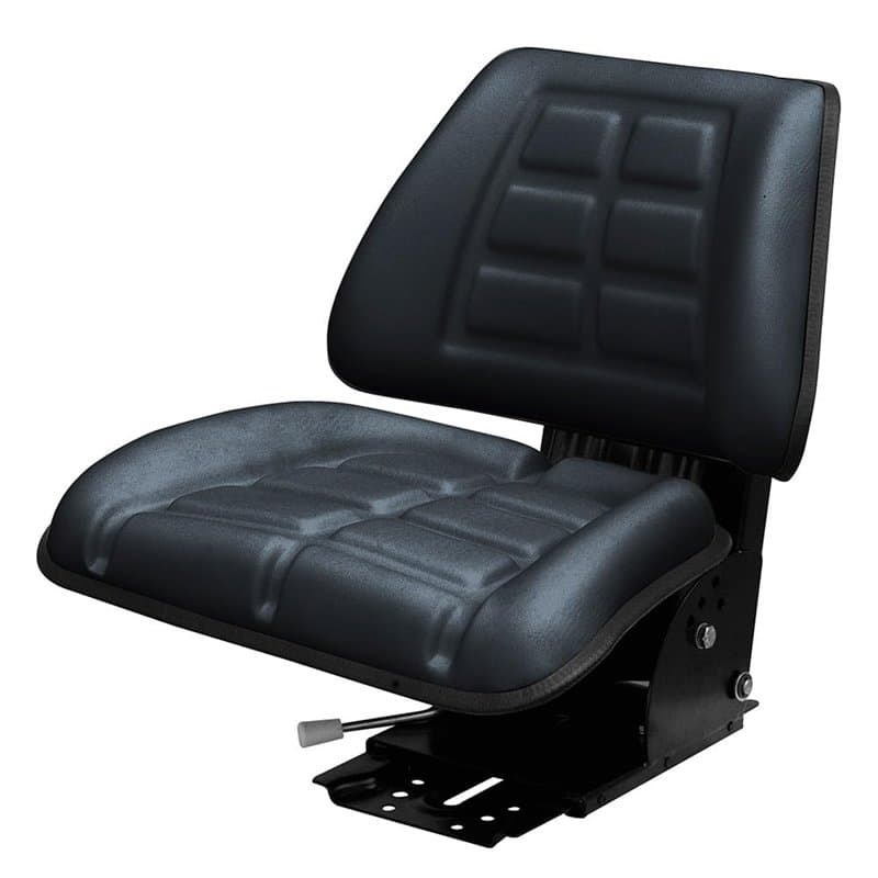 Siège tracteur universel en PVC noir - Siège pour tracteur avec dossier noir en acier et PVC pour machines, tondeuses, tondeuses