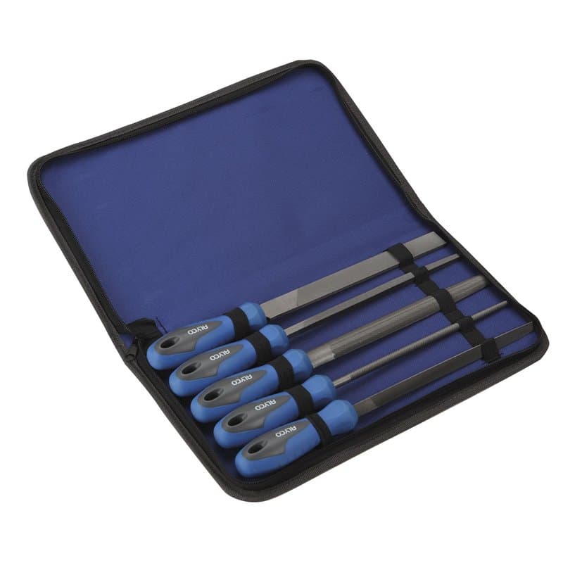 Lot de 5 limes en métal de 200 mm avec poignée en nylon, idéales pour la mise en forme et la finition de matériaux dans les trav