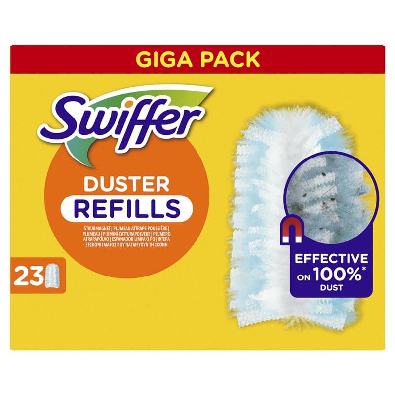 Swiffer Duster Plumeau Recharges, 23 Unités, Attrape et Retient 3x Plus de Poussière et Cheveux qu'un Plumeau Traditionnel, Nett