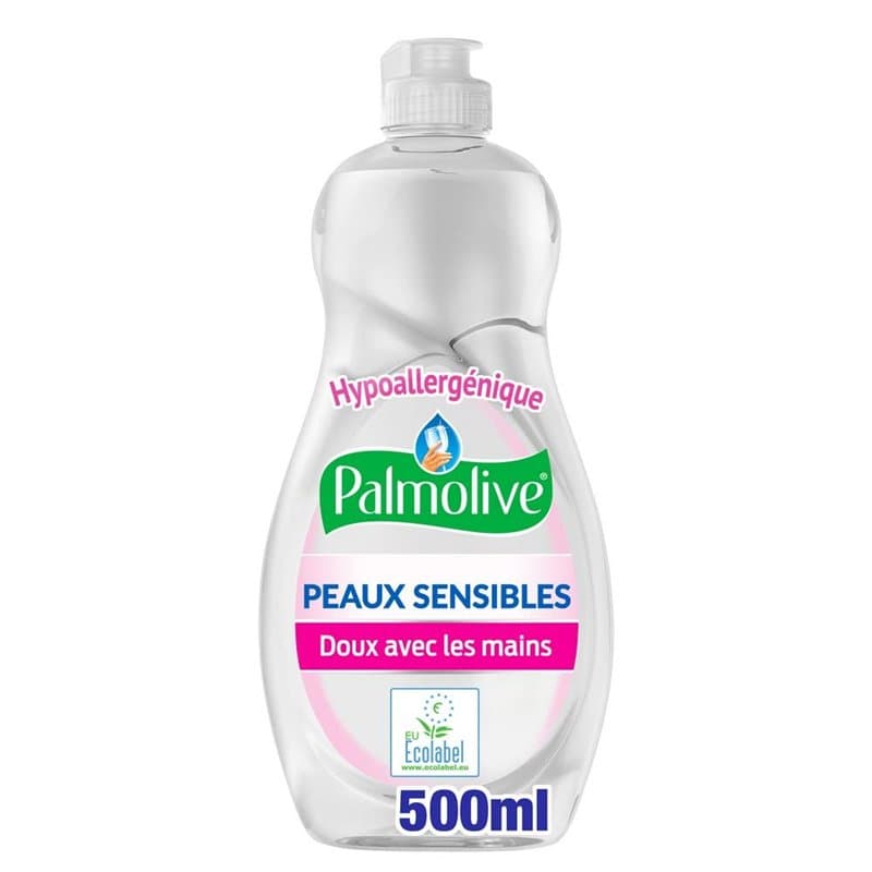 PALMOLIVE - Liquide Vaisselle Palmolive Peaux Sensibles Produit Dégraissant pour Une Vaisselle Étincelante Flacon, 500ml