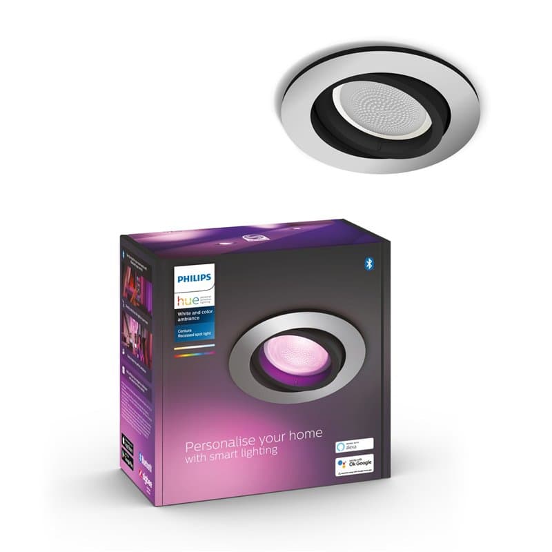 Philips Hue White & Color Ambiance Centura downlights ronds 1 pack, plafonniers à intensité variable, contrôle intelligent de la