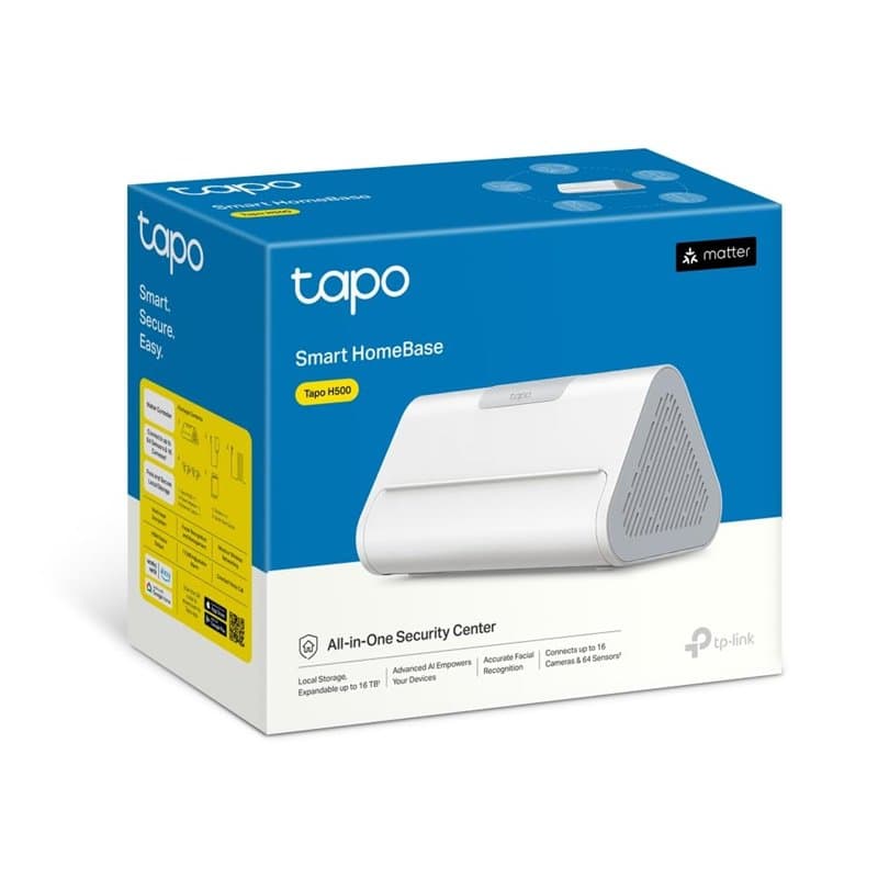 Tapo H500 Hub Intelligent pour la Maison, Alarme intégrée, connectez 16 caméras et 64 capteurs, Stockage Local intégré de 16 Go