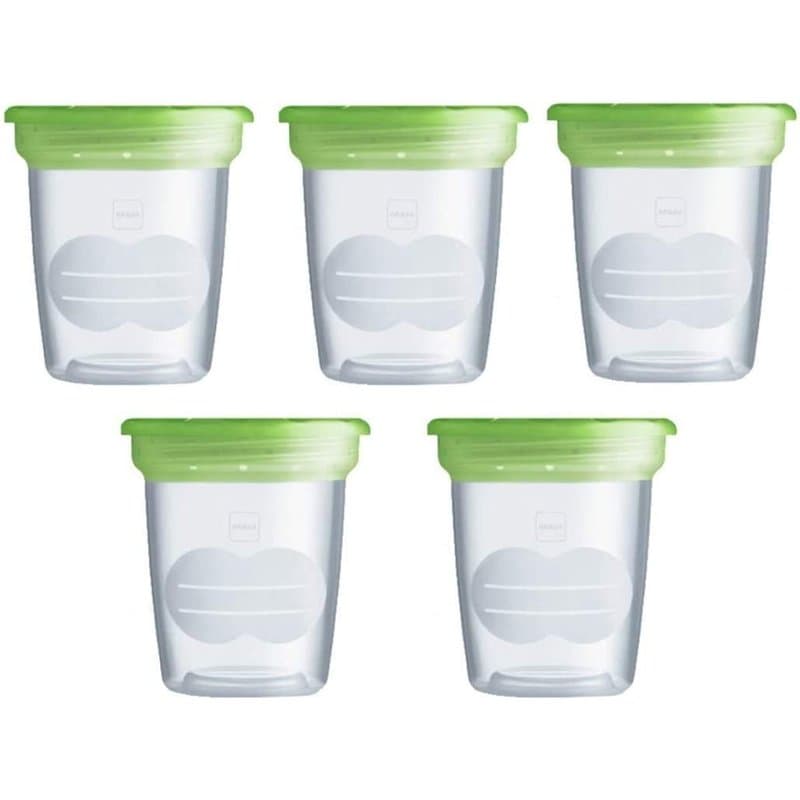 MAM Lot de 5 récipients pour lait et aliments, résilients et stérilisables, en plastique sans Bpa et Bps