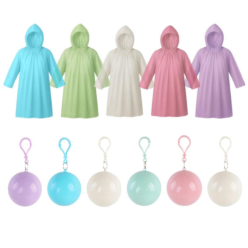 Lot de 6 ponchos de pluie (2 blancs, 1 violet, 1 vert, 1 bleu, 1 rose), poncho de pluie épais pour femme, unisexe, multicolore,