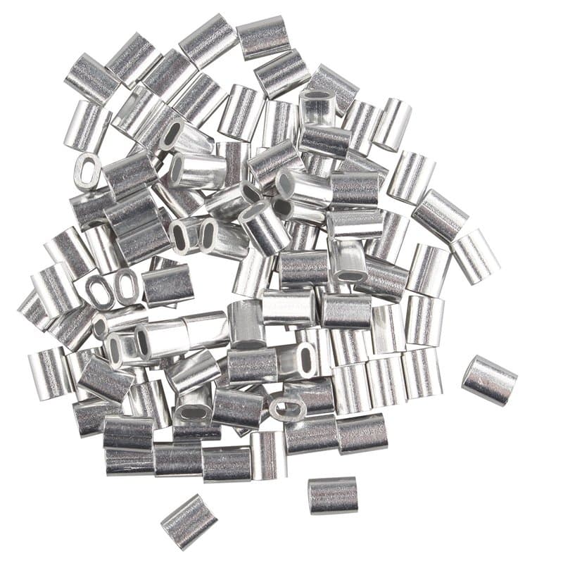 Futheda 100 pcs 1,2 mm câble câble métallique en forme de ovale en aluminium manches Pinces à sertir passants Argenté