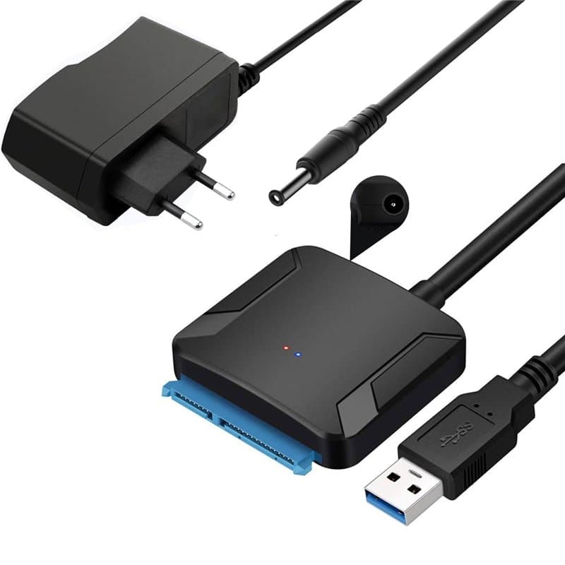 GERUI Adaptateur USB 3.0 vers SATA, Super Speed 2,5"/3,5" HDD/SSD Driver Driver/Câble adaptateur pour disque dur SATA avec adapt