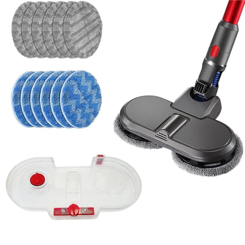 GYing 1 tête de balai électrique + 6 serpillères de nettoyage + 1 réservoir d'eau fendu pour aspirateur Dyson V7 V8 V10 V11.