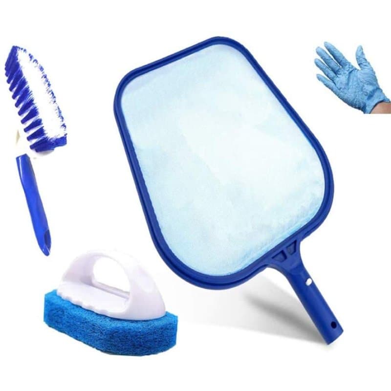 KAHEIGN Kit De Nettoyage De Spa, Skimmer De Piscine avec Brosse pour Pataugeoire, Tampon à Récurer, Gants pour Bassin De Jardin