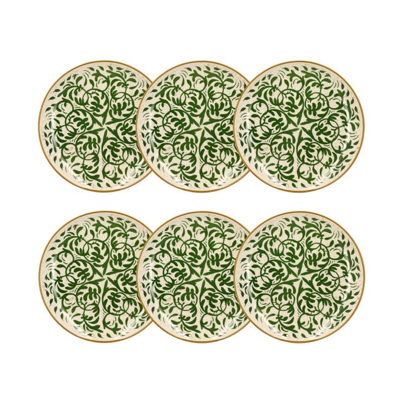 NOVASTYL - Lot 6 assiettes plates héraclée 27cm en grès décor vert - 2614395