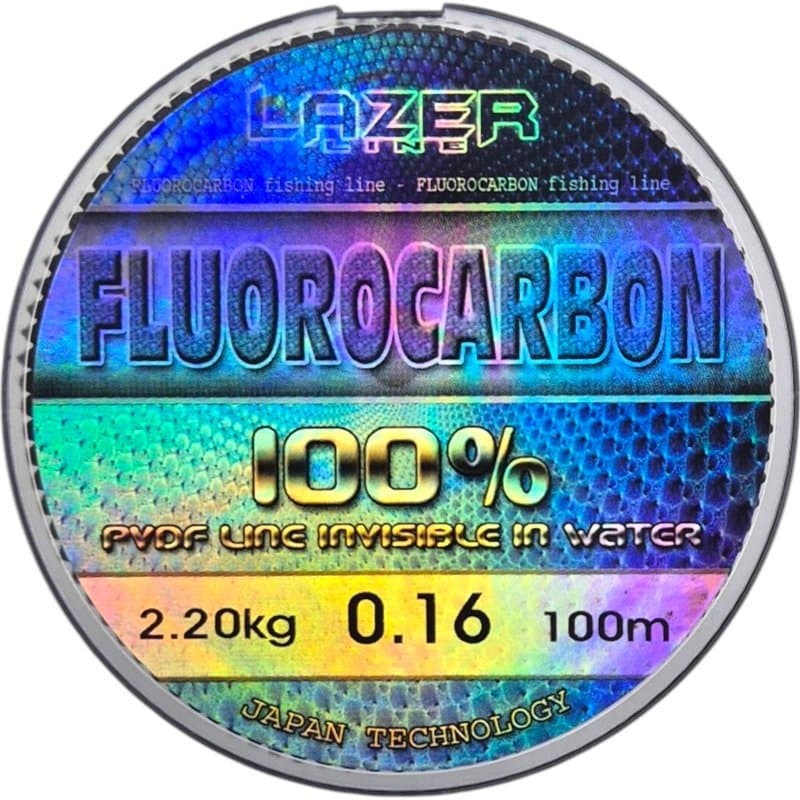 LAZER LINE Fil de pêche en fluorocarbone - 100 m de diamètre - 0,16 mm - Test 2,2 kg - Transparent - Pour brochet, sandre, perch