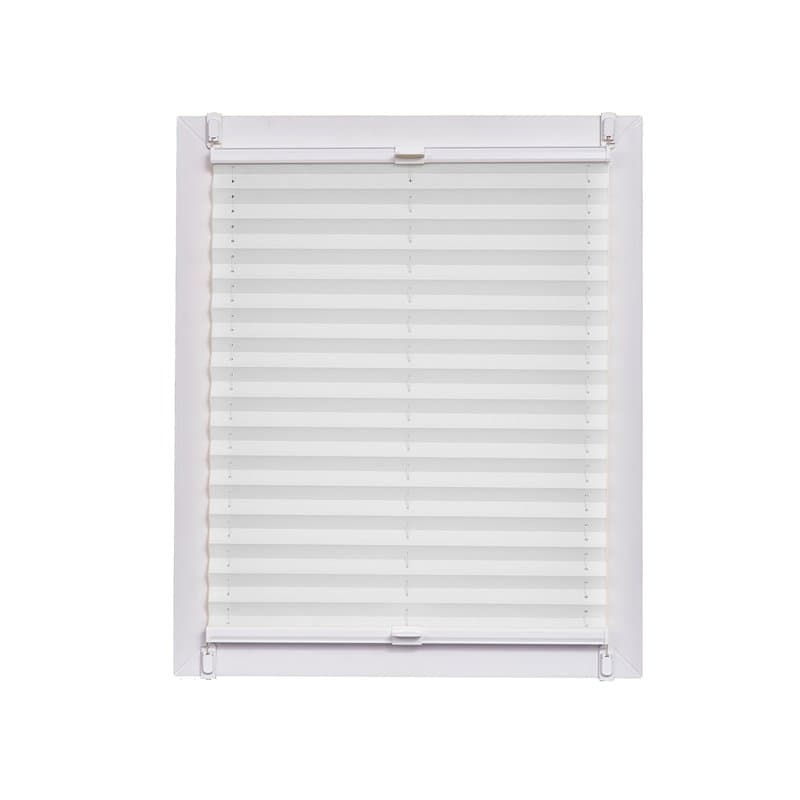 Sunl INES Store plissé fabriqué en Allemagne, lumière du Jour, crêpes Uni Wohn-Guide Klemmfix Rail, 80 x 150, Plastique, Blanc,