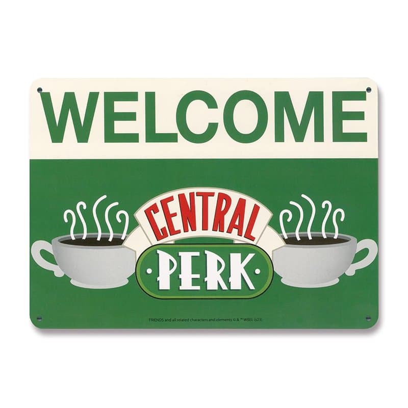 Logoshirt®️ Friends I Central Perk I Welcome I Signe - Plaque en métal - Rétro I DIN A5 I Design Original sous Licence