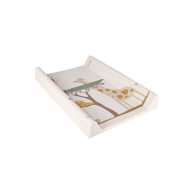 Sterntaler Safari Matelas à langer, pour bébé, matériau extérieur facile d'entretien et lavable, avec motif imprimé girafe et li