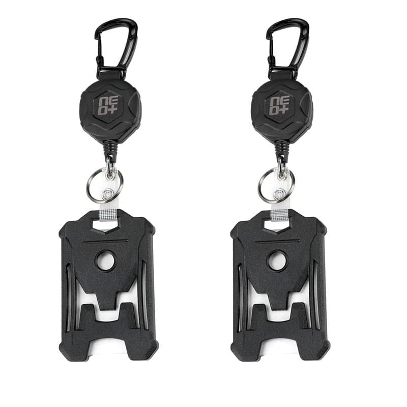 NEO+ Lot de 2 porte-clés rétractables très résistants, enrouleurs de badge, porte-badge tactique avec mousqueton en alliage de z