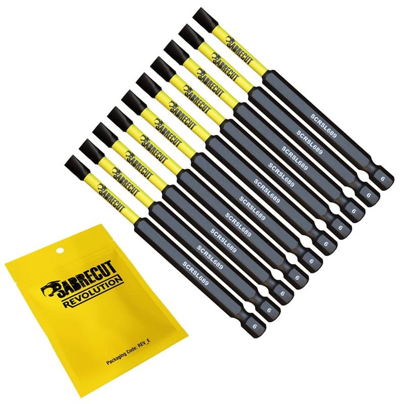 10 x SabreCut SCRSL689_10 89 mm SL6 Jeu d'embouts de tournevis à percussion magnétique à fente Single End Heavy Duty Compatible