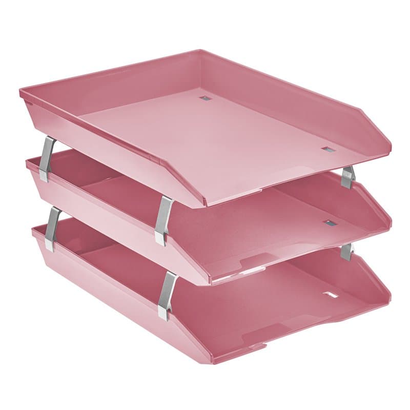 Acrimet Facility Bac à Courrier à 3 Niveaux/Charge Frontal A4, Organiseur de Bureau, en Plastique (Couleur Rose)