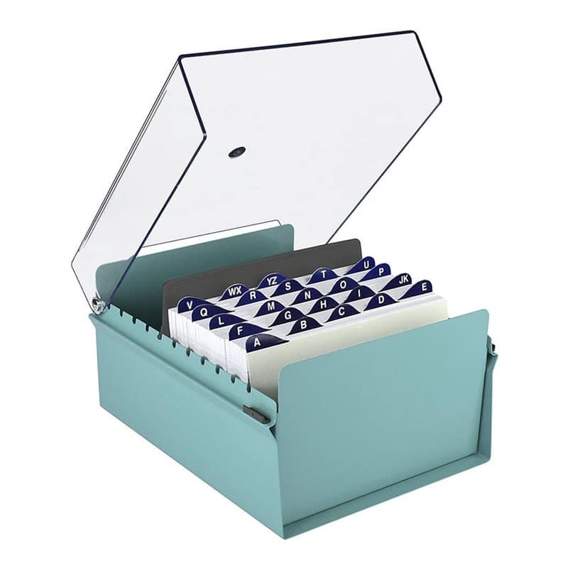 Acrimet Boîte à Fiches Organisateur 5'' x 8’', Base en Métal Robuste (Index AZ et un Séparateur Plastique Inclus) (Base Verte av