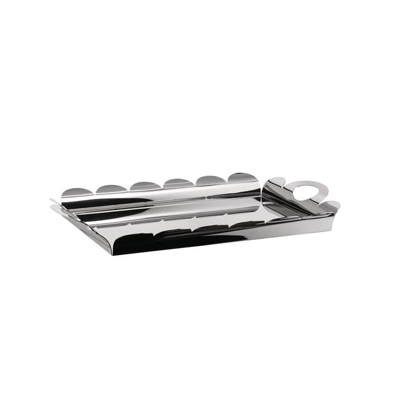 Alessi Recinto AM02 - Plateau Design Rectangulaire, avec Bord Festonné et Poignées en Acier Inoxydable